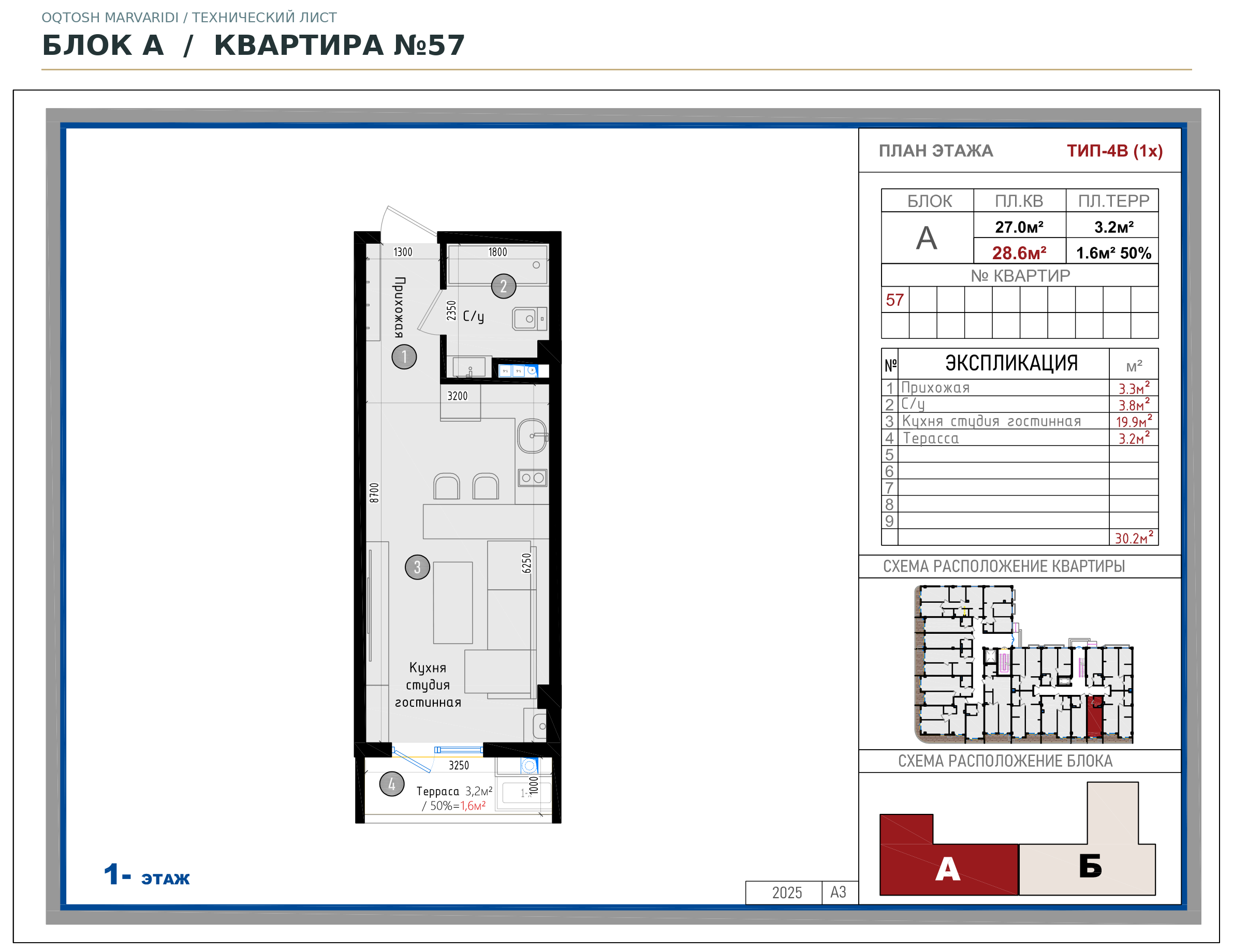 Блок A · №57 · Технический план