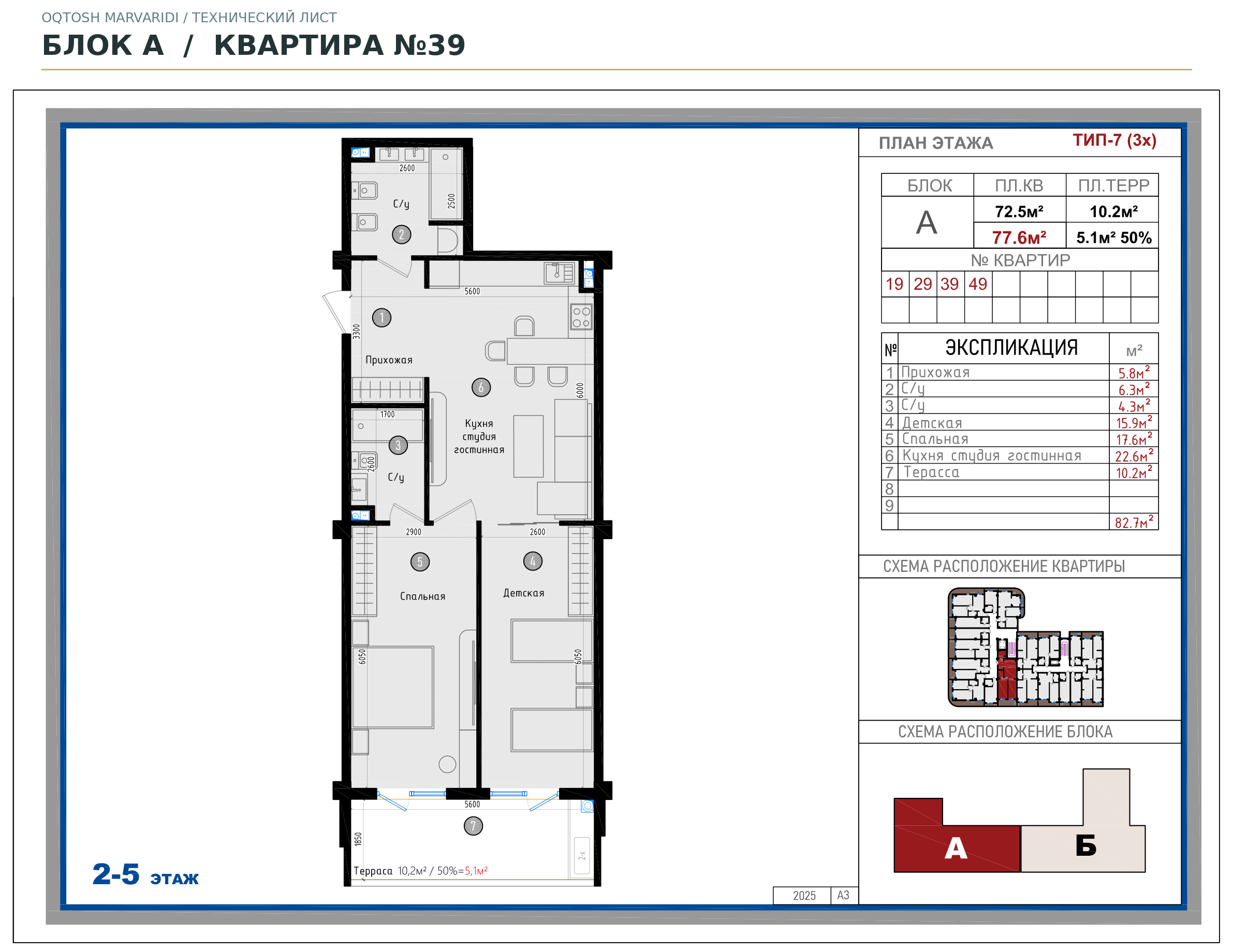 Блок A · №39 · Технический план