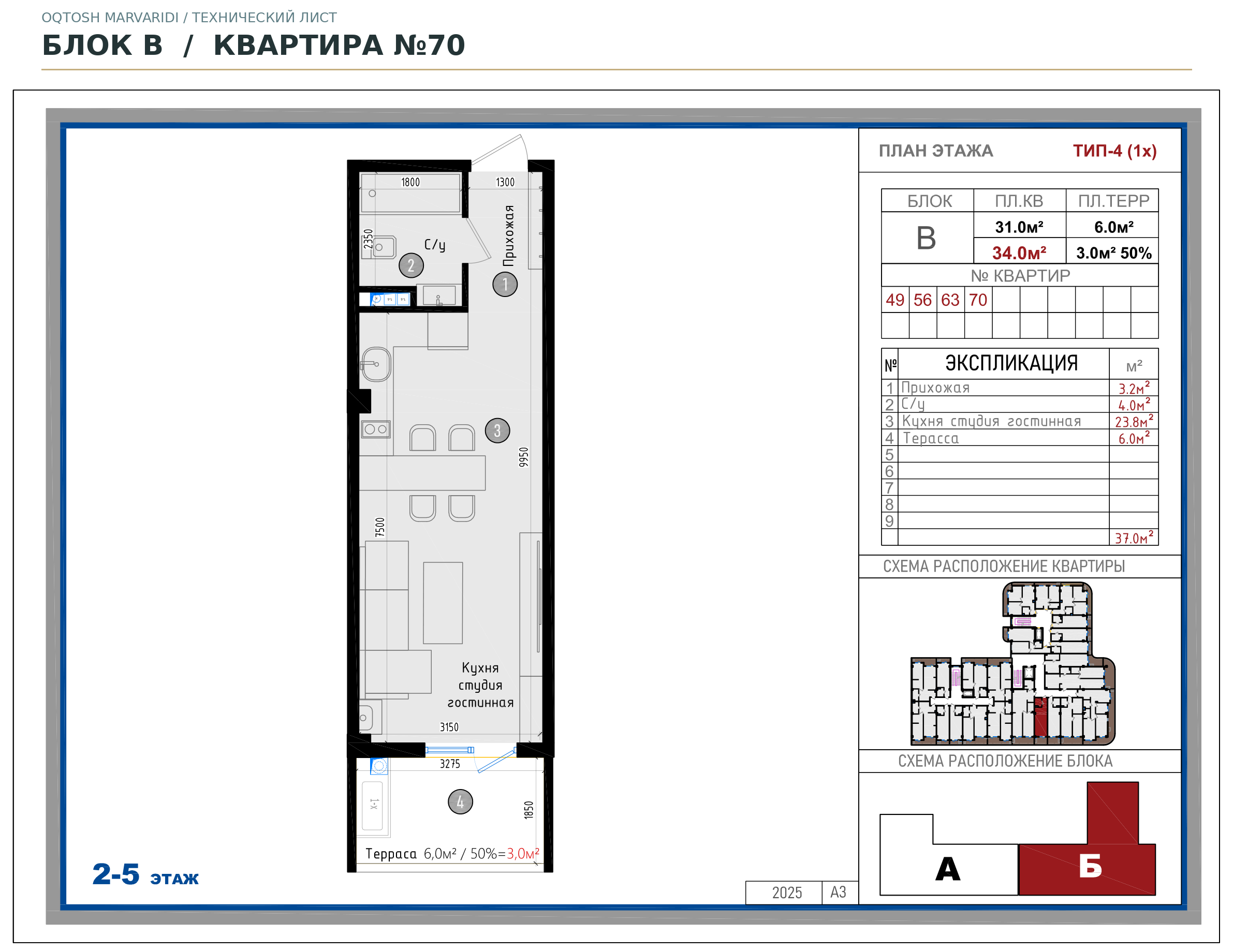 Блок B · №70 · Технический план