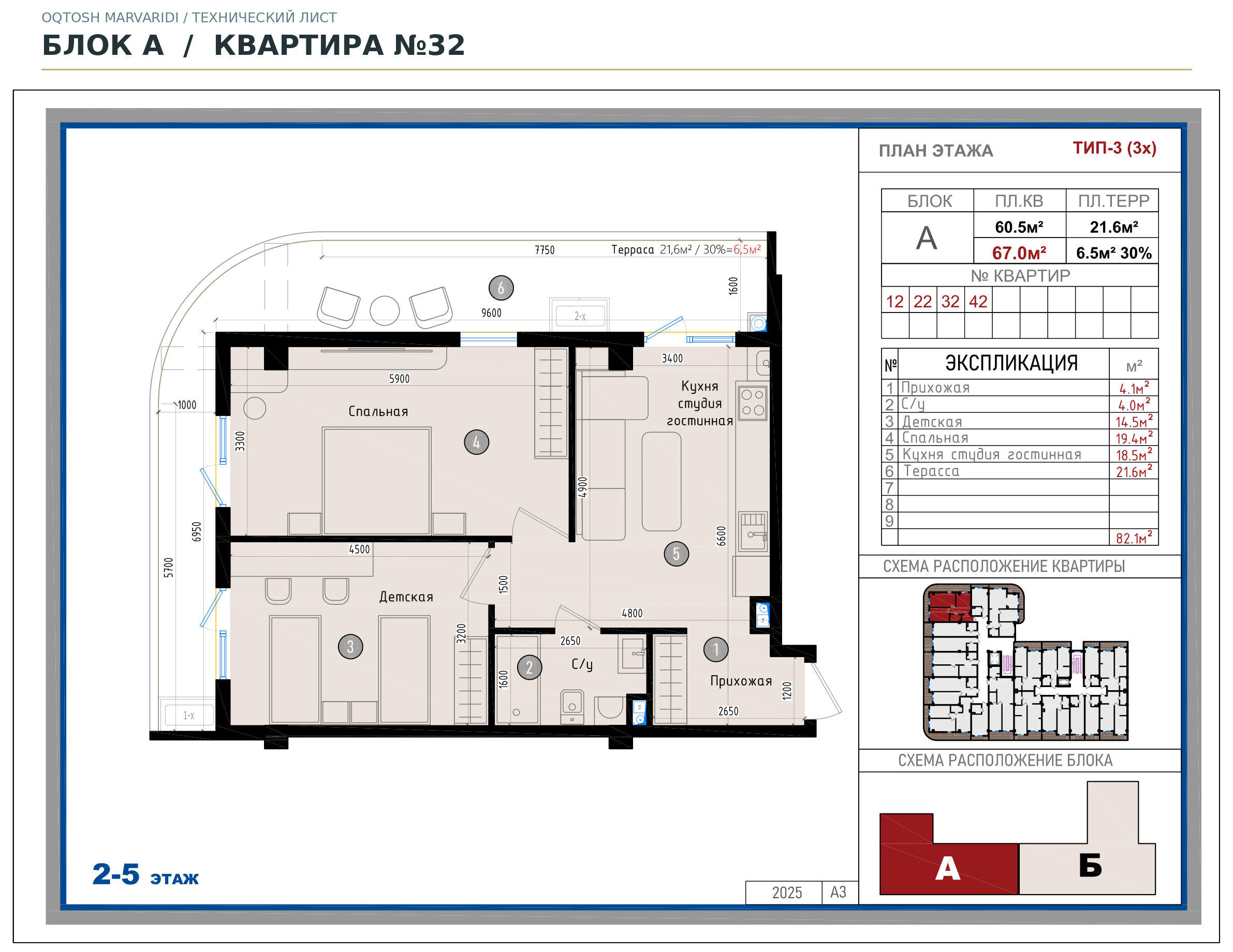 Блок A · №32 · Технический план