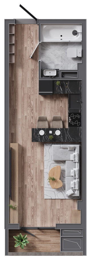 Блок A · №93 · 3D-планировка