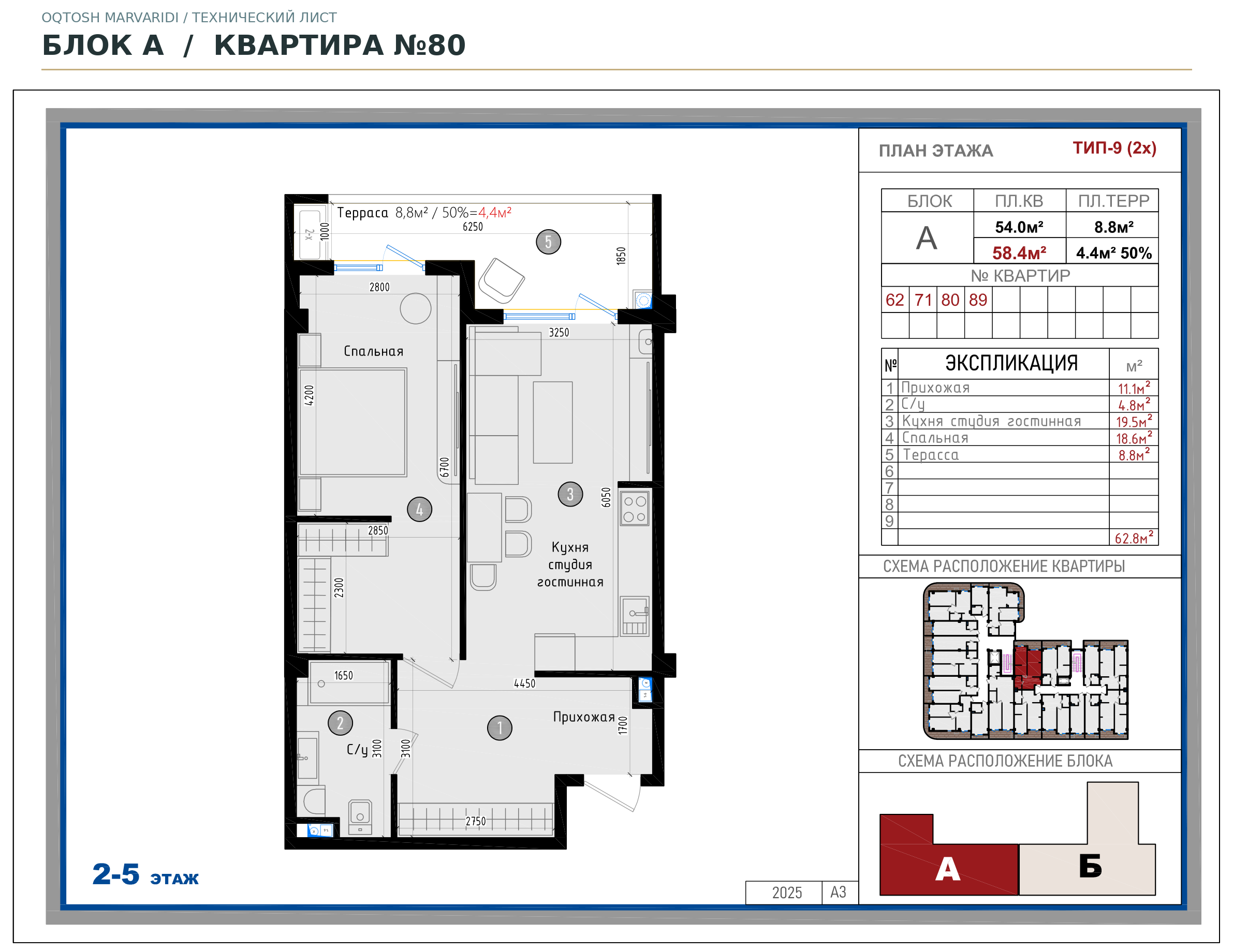 Блок A · №80 · Технический план