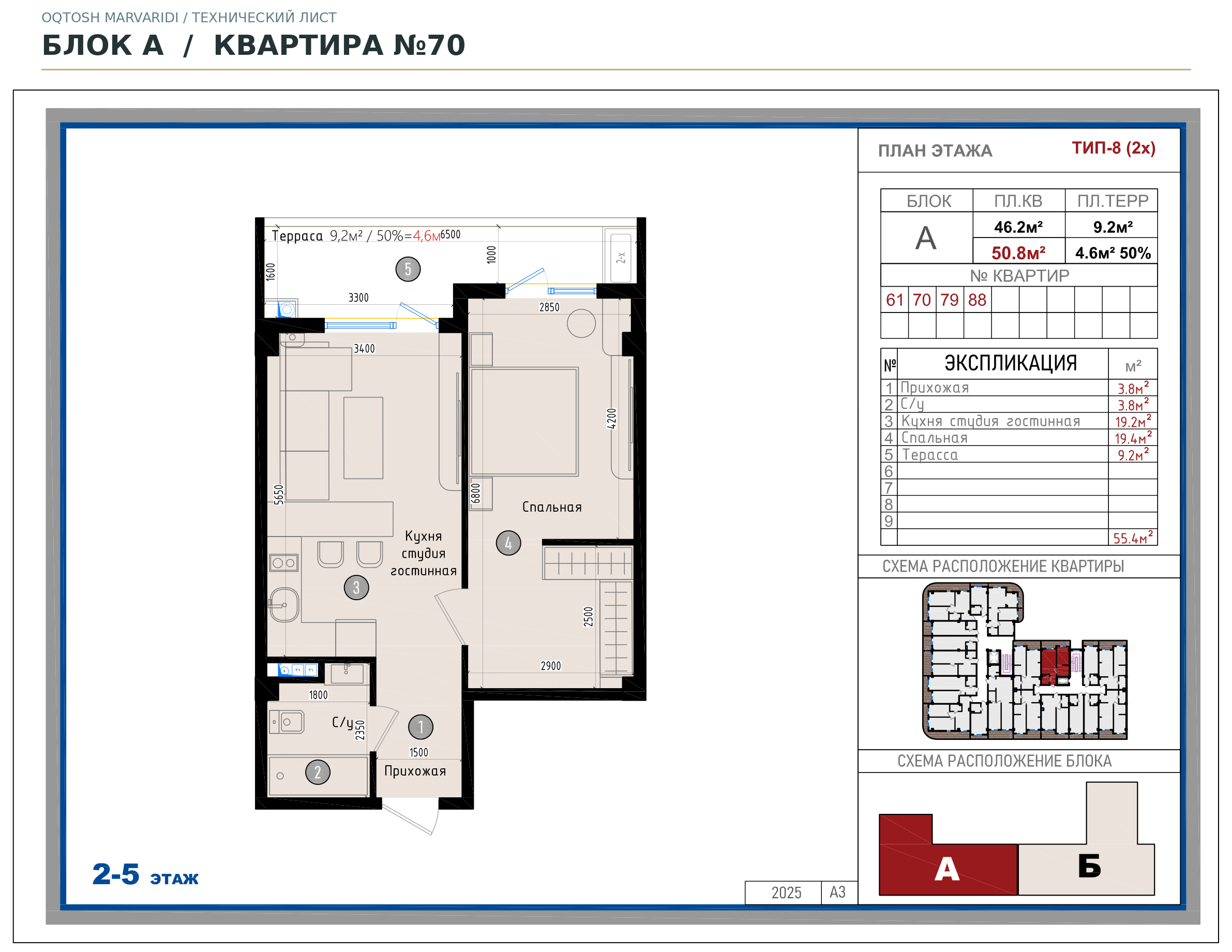 Блок A · №70 · Технический план