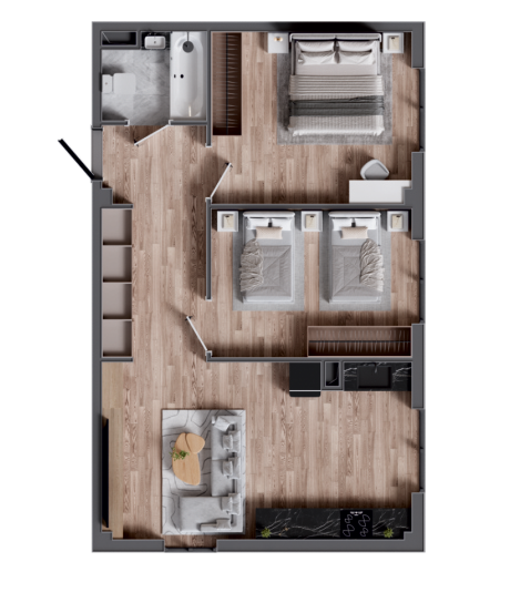 Блок A · №1 · 3D-планировка