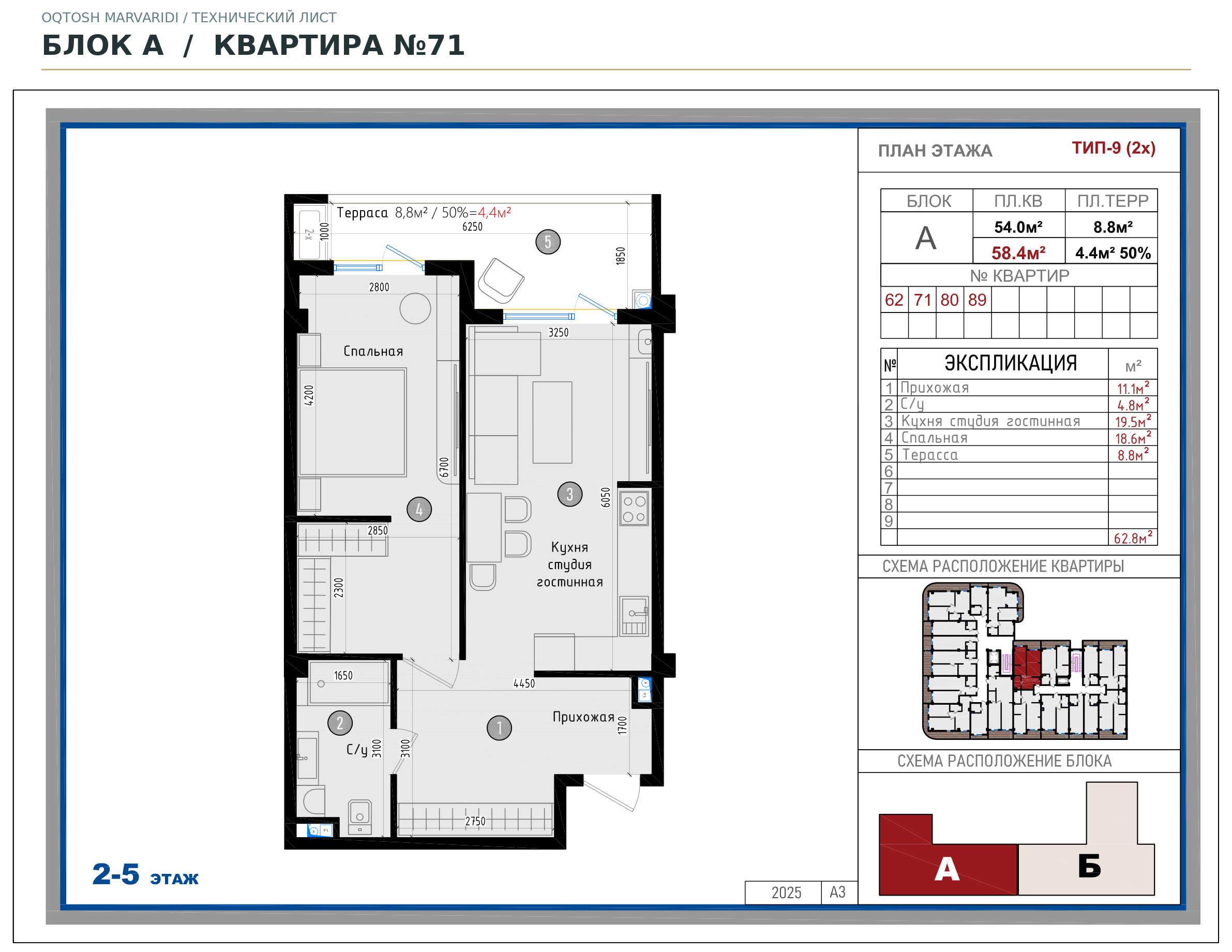 Блок A · №71 · Технический план